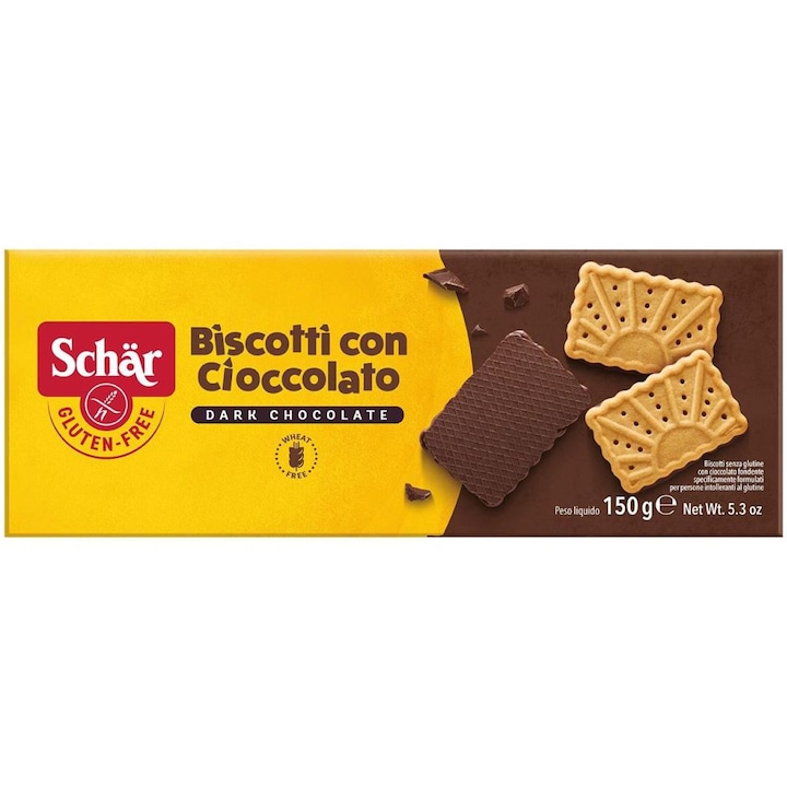 Biscuiti cu ciocolata fara gluten Biscotti, Schar 150gr