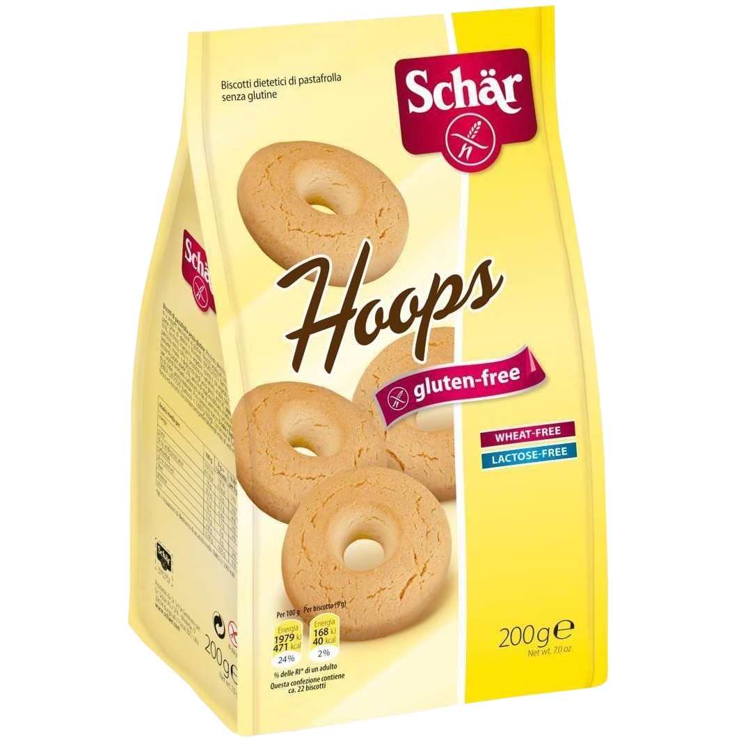 Biscuiti din aluat fraged fara gluten Hoops , Schar 220gr