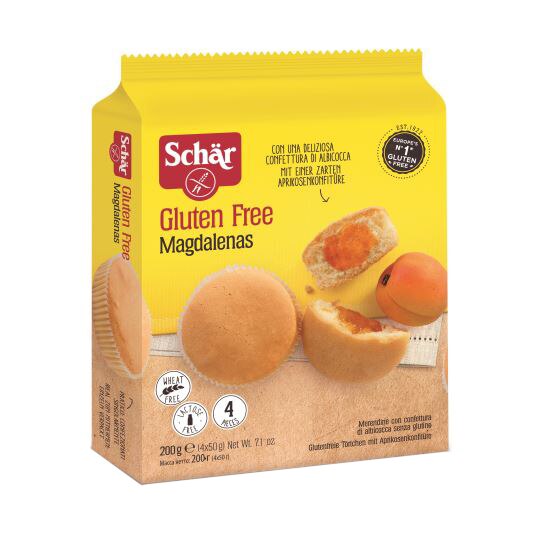 Briose fara gluten cu gem de caise Magdalenas , Schar 200gr