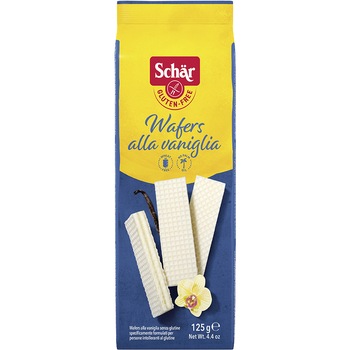 Napolitane cu crema de vanilie fara gluten Wafers, Schar 125gr Napolitane cu crema de vanilie fara gluten Wafers, Schar 125gr