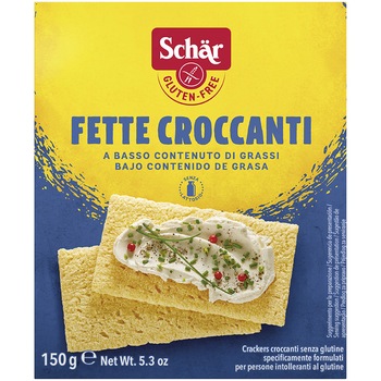 Felii de paine crocante fara gluten Fette Croccanti , Schar 150gr Felii de paine crocante fara gluten Fette Croccanti , Schar 150gr