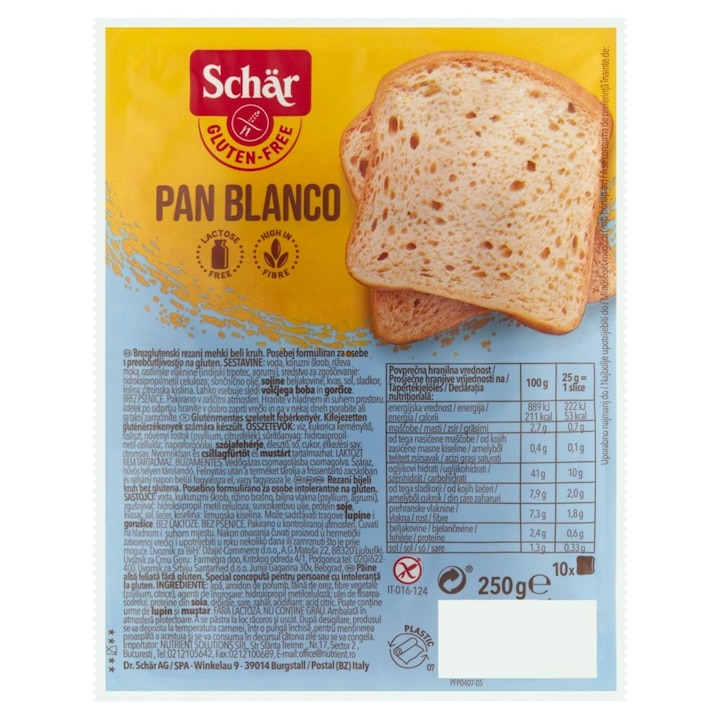 Paine feliata alba fara gluten Pan Blanco, Schar 250gr
