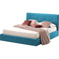 Pat Tapitat pentru Dormitor cu Lada Rabatabil, 160x200 Cm , Abra Promo Dolce Dormire, Textil Turcoaz