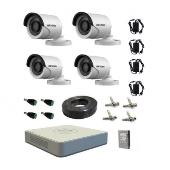 KIT complet 4 camere de supraveghere Hikvision, HDD 1TB, inclus
