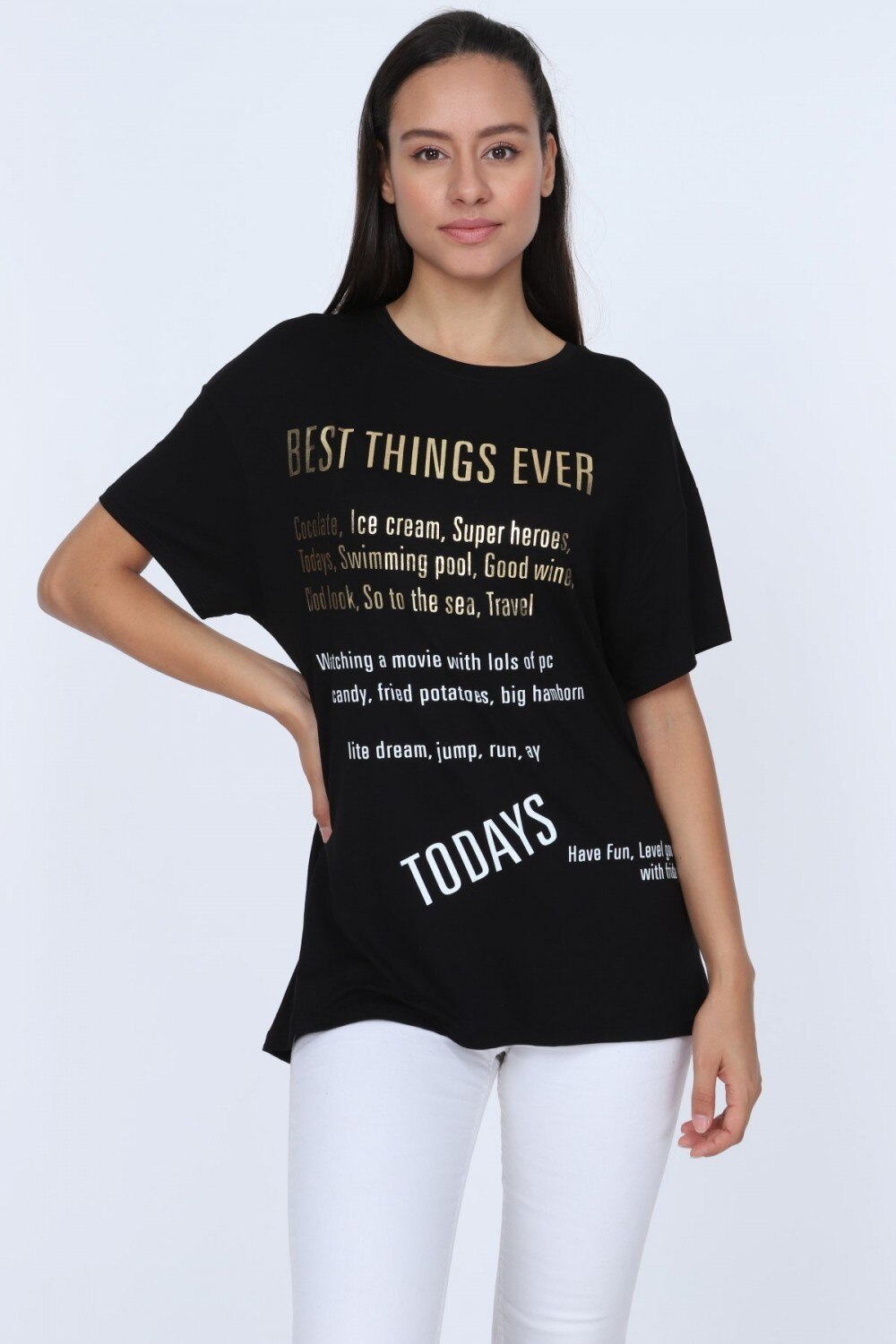 Tricou negru, bumbac, Negru