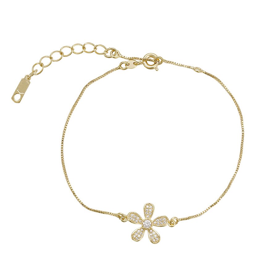 Bratara placata cu aur si element fin cu zirconiu, Auriu