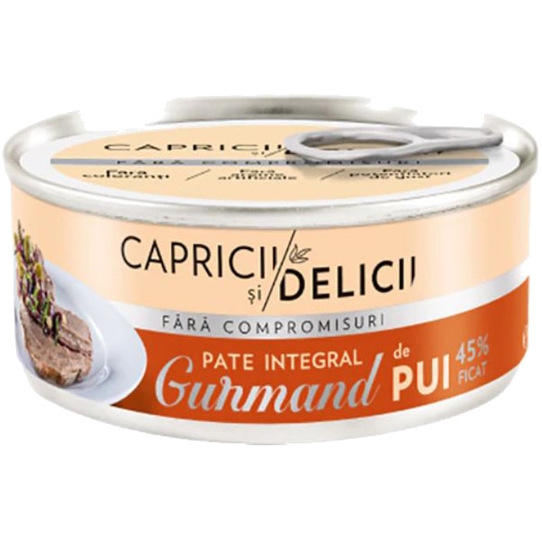 Pate integral ficat de pui Capricii si Delicii, 115g