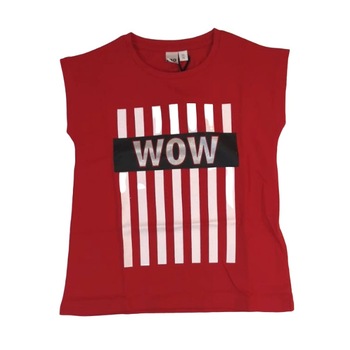 Tricou fete iDO, rosu, imprimeu dungi Tricou fete iDO, rosu, imprimeu dungi