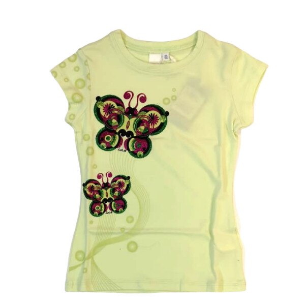 Tricou fete iDO, 4 ani, galben, desen fluturi