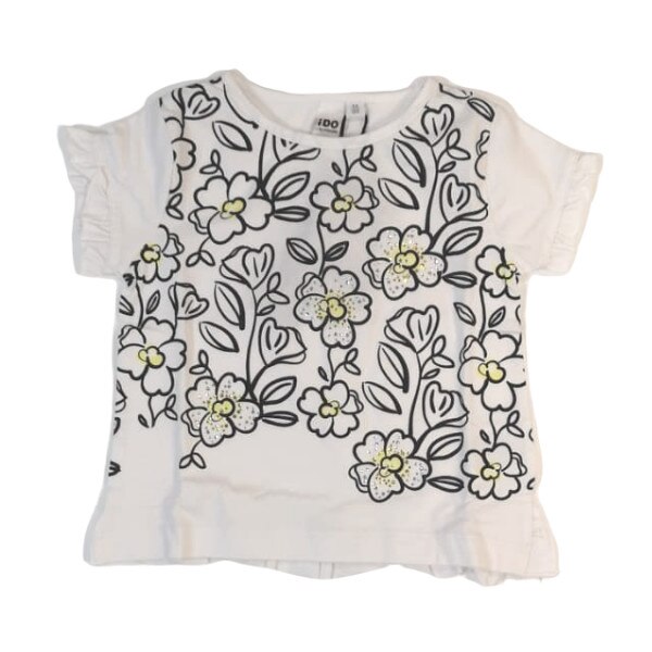 Tricou fete iDO, 4 ani, alb, model imprimeu flori