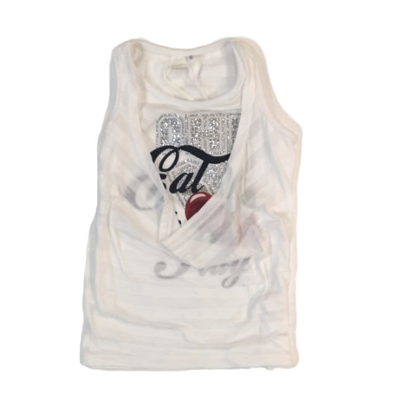 Tricou fete iDO, alb, fara maneci, model aplicatii si text