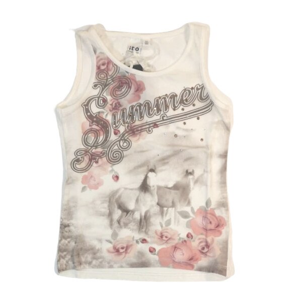 Tricou fete iDO, 4 ani, alb cu imprimeu desen