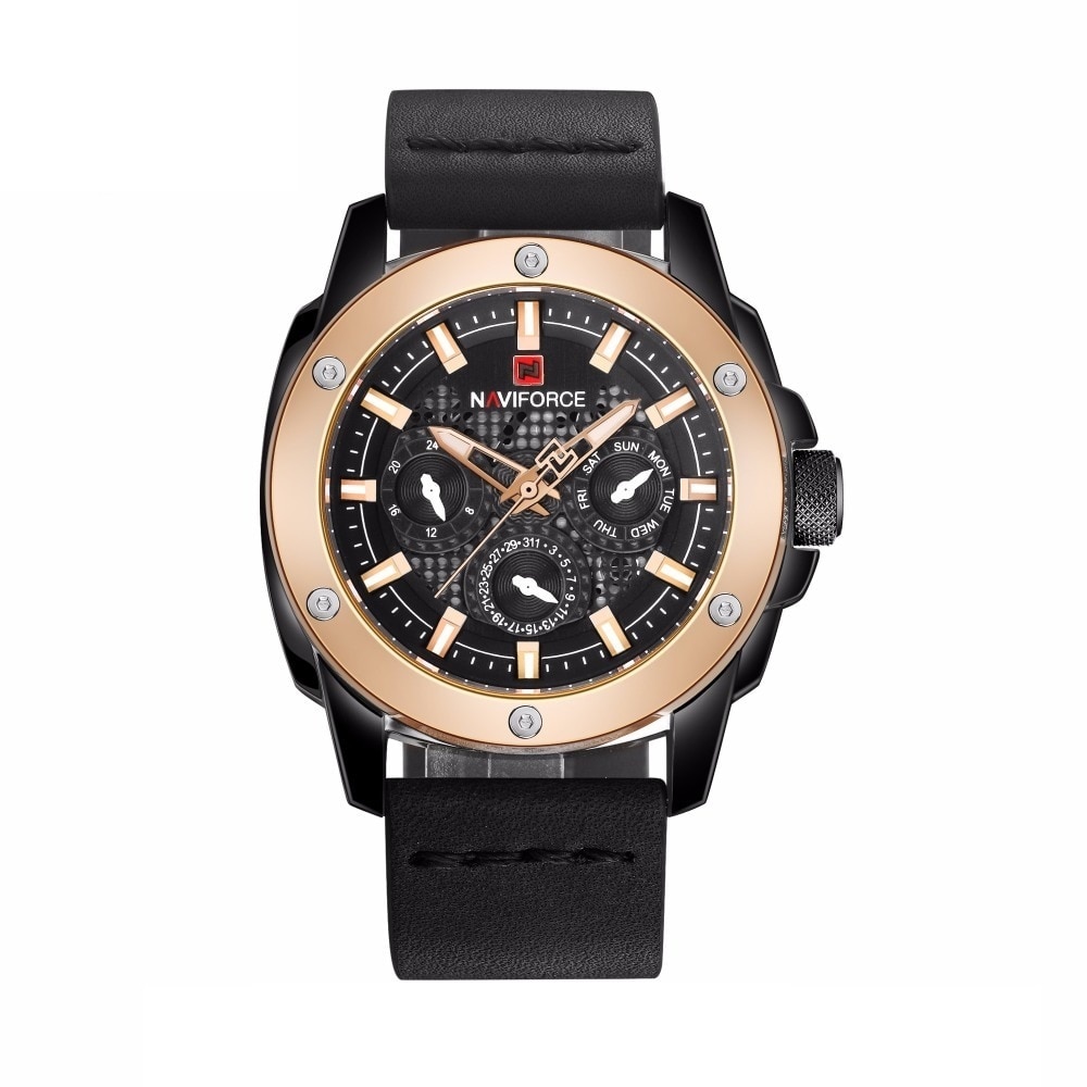 Ceas barbatesc NaviForce Gold Deep Rigs, Negru