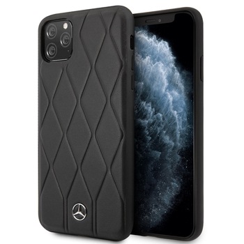 Husa iPhone 11 Pro Mercedes Quilted Leather Neagra Husa iPhone 11 Pro Mercedes Quilted Leather Neagra