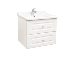 Set baza mobilier baie suspendat White, 60 cm, cu lavoar ceramic