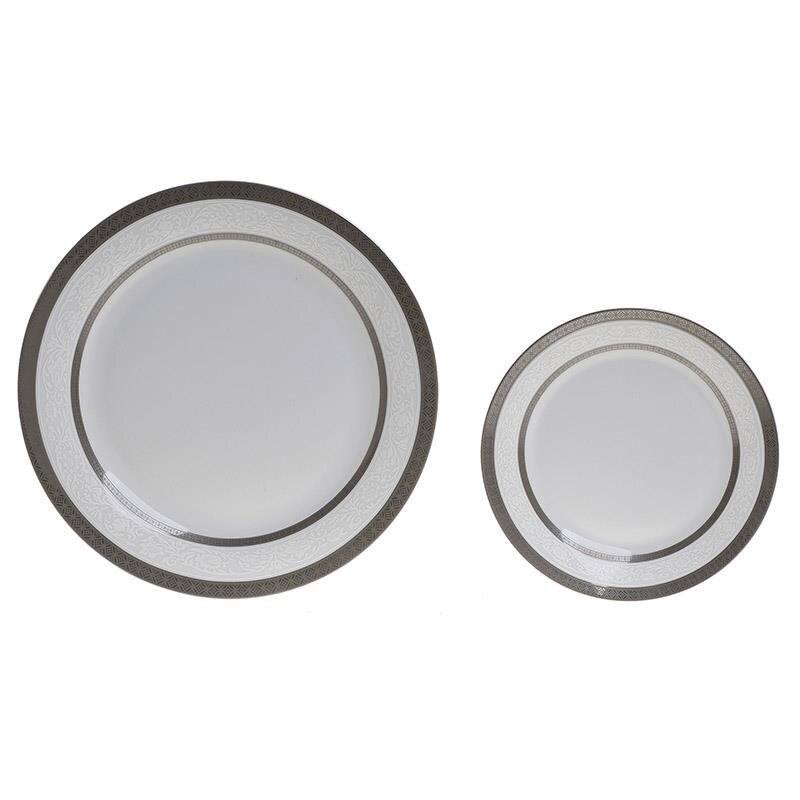 Serviciu desert din portelan 7 piese Silver White