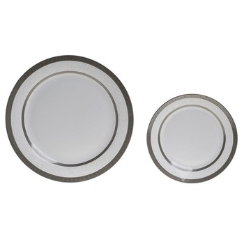 Serviciu desert din portelan 7 piese Silver White Serviciu desert din portelan 7 piese Silver White