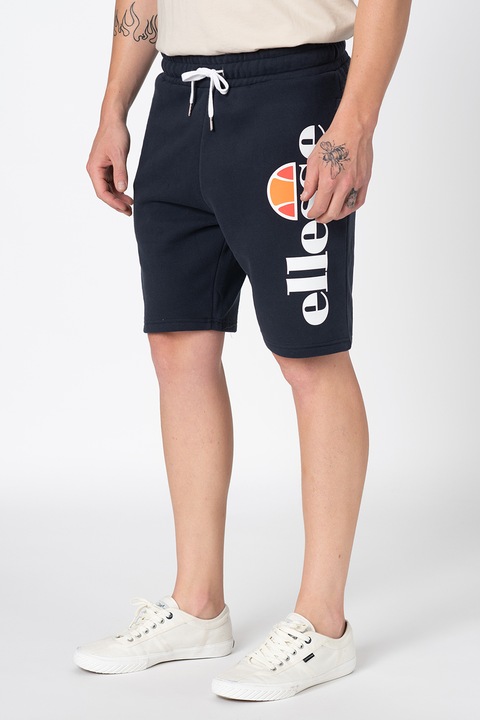 ELLESSE, Спортни бермуди Bossini с лого, Бял/Тъмносин