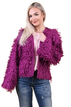 Cardigan dama pufos, Mov Neon, Noisy May, Marimea L-XL 40-42 EU Cardigan dama pufos, Mov Neon, Noisy May, Marimea L-XL 40-42 EU