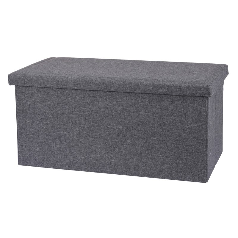 Cutie taburet, poliester cu depozitare, Gri inchis, Dim 76x40x38 cm, capacitate 117 l