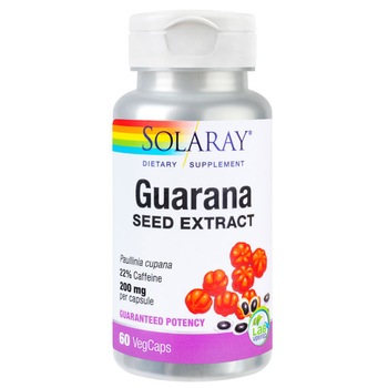 Supliment alimentar Guarana 200 mg Solaray, 60 capsule Secom Supliment alimentar Guarana 200 mg Solaray, 60 capsule Secom