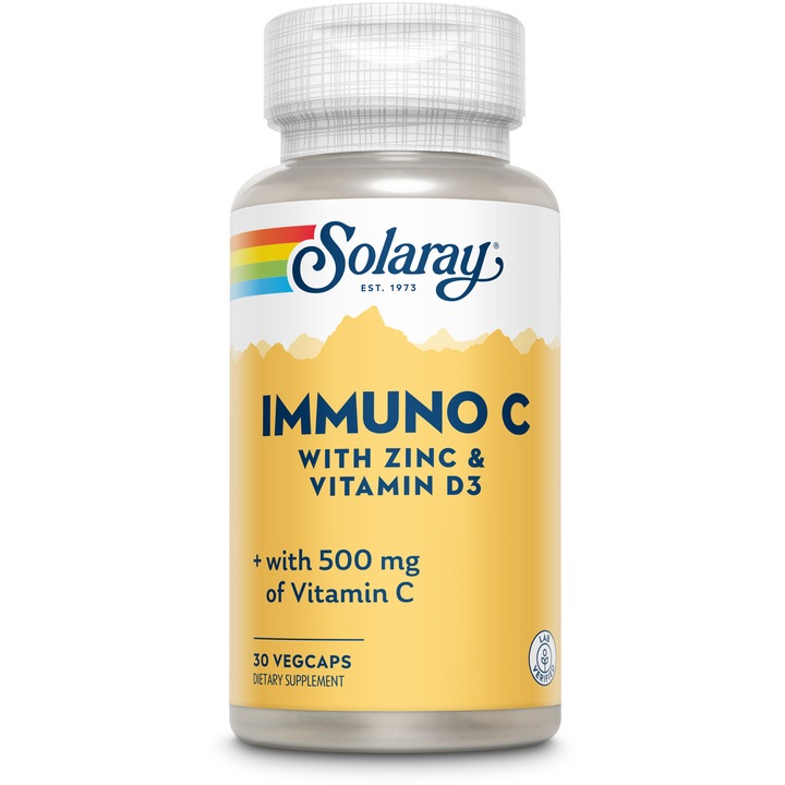 Solaray by Secom Immuno C Cink és D3 vitamin étrendkiegészítő, 30 Kapszula