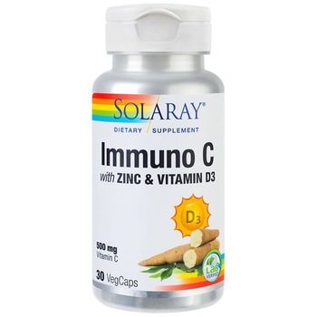 Supliment alimentar Zinc si Vitamina D3 Immuno C Solaray, 30 capsule Secom Supliment alimentar Zinc si Vitamina D3 Immuno C Solaray, 30 capsule Secom
