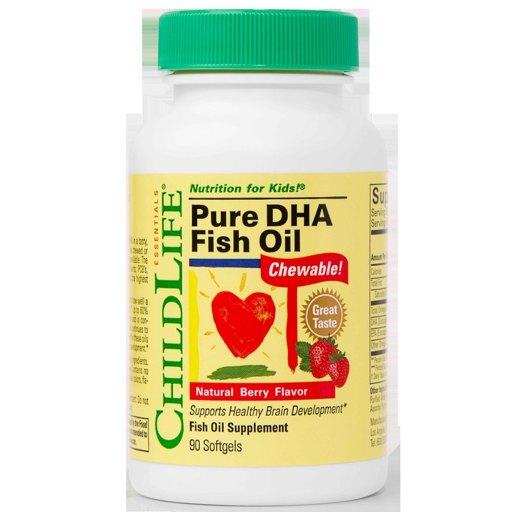 Acizi grasi Omega 3 copii Pure DHA Childlife Essentials, 90 capsule masticabile Secom