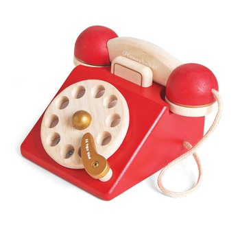Telefon din lemn, Le Toy Van, rosu, 2 ani+ Telefon din lemn, Le Toy Van, rosu, 2 ani+