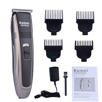 Aparat profesional de tuns barba si parul KEMEI, fara fir, cu lama titan si 4 accesorii Aparat profesional de tuns barba si parul KEMEI, fara fir, cu lama titan si 4 accesorii