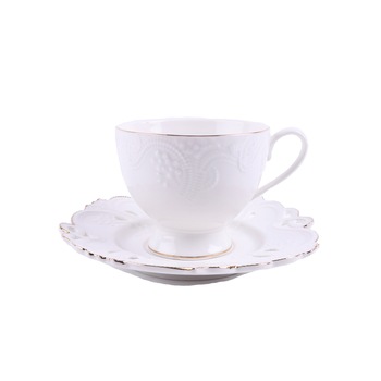 Set de 2 cesti pentru cafea sau ceai, cu 2 farfurioare, design dantelat, Intim Set de 2 cesti pentru cafea sau ceai, cu 2 farfurioare, design dantelat, Intim