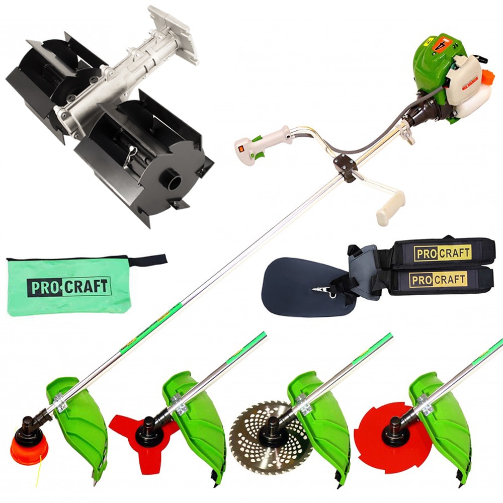 Set Motocoasa PROCRAFT T5600 PRO + accesoriu Prasitoare, motor 4