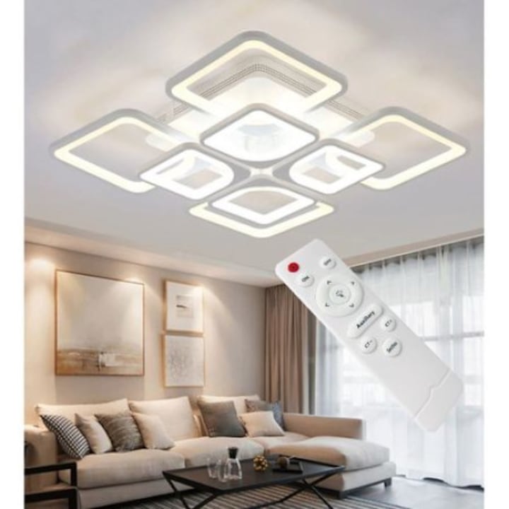 CaLustra LED Square Design, lumina calda, rece si intensitate reglabila CU Telecomanda,L8831A