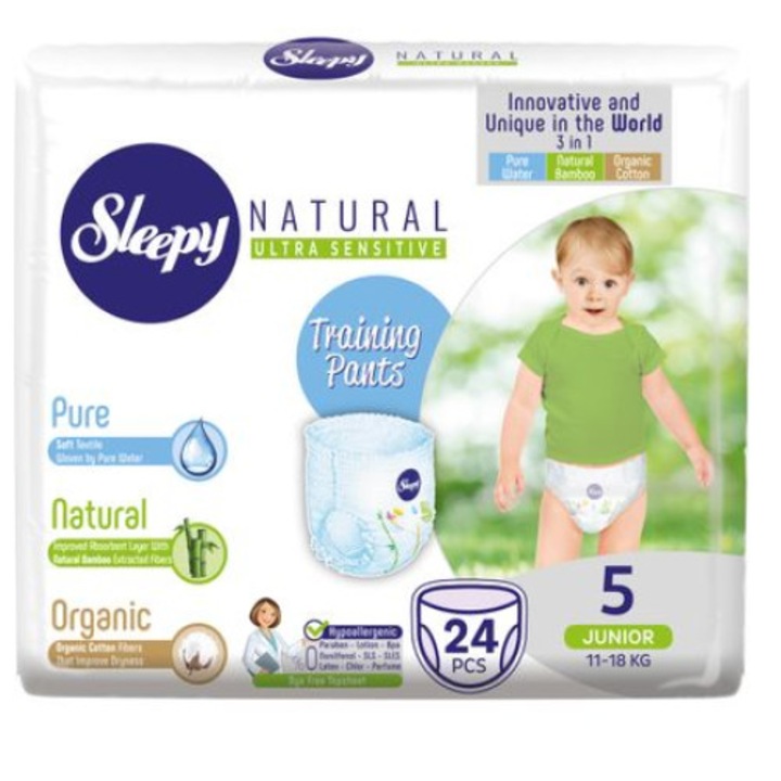 Sleepy Natural Ultra Sensitive bugyipelenka, 5-ös Junior méret, 11-18kg, 24 db