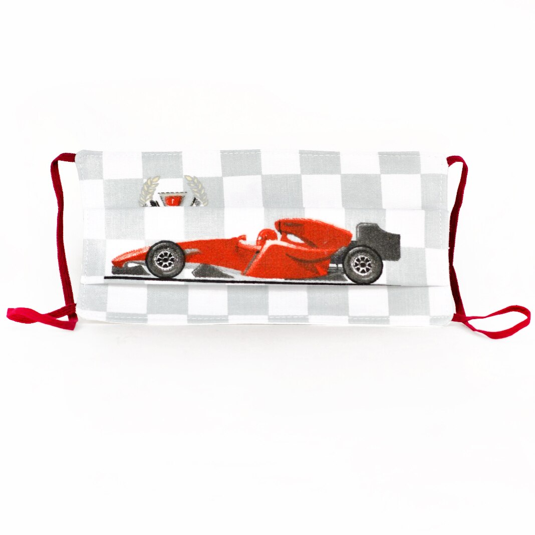 Set 2 Masti protectie faciala TATA si FIU, model masinuta SPEED, reutilizabile, bumbac, 2 straturi, 3 pliuri, cu elastic reglabil