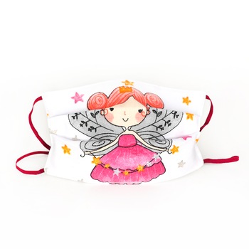 Set 2 Masti protectie faciala COPII, model FAIRYTALE, reutilizabile, bumbac, 2 straturi, 3 pliuri, cu elastic reglabil Set 2 Masti protectie faciala COPII, model FAIRYTALE, reutilizabile, bumbac, 2 straturi, 3 pliuri, cu elastic reglabil
