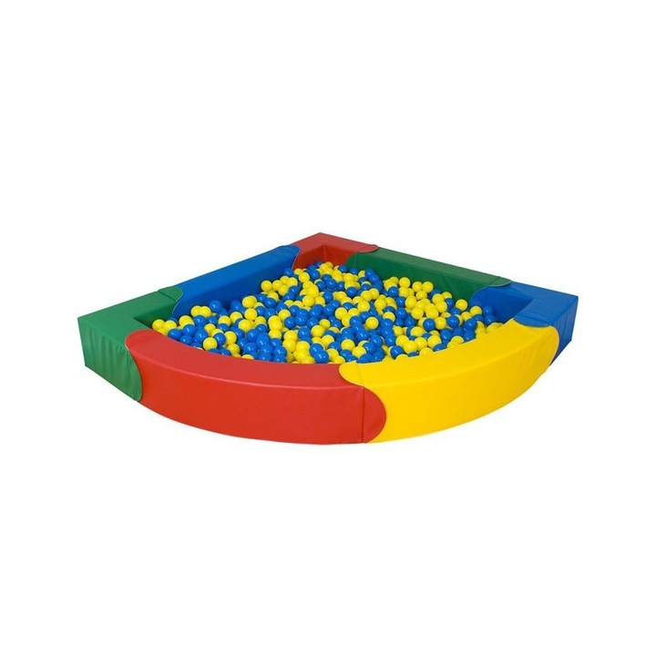 Piscina bile Curcubeu [Conica] pe colt + Saltele Kinderfun Soft Play