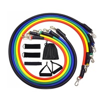 Sistem de antrenament fitness Tooluck cu corzi extensibile, prinderi multiple, 11 piese