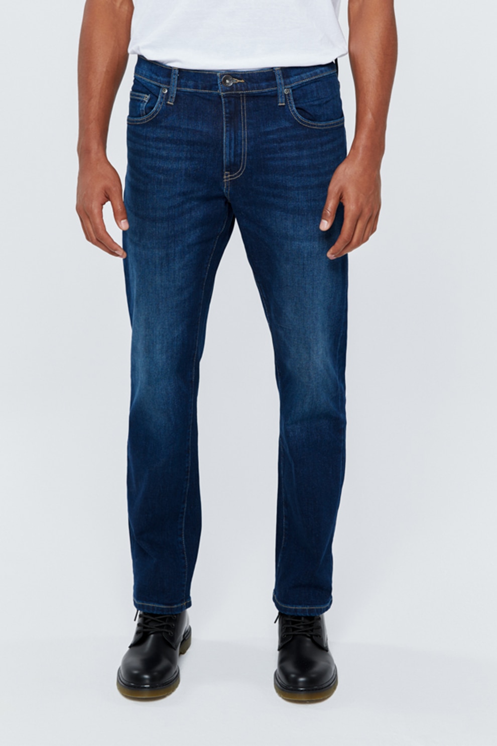 Big Star, Blugi cu croiala dreapta si talie inalta, Bleumarin/Alb optic, W32-L32