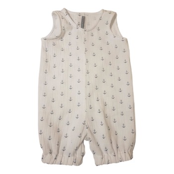 Salopeta muselina alba cu ancore bleumarin Crystal Ines 86 cm Salopeta muselina alba cu ancore bleumarin Crystal Ines 86 cm