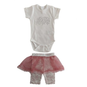 Set 2 piese, body si colanti cu tutu, bumbac, Bebetto - Little Rose, Roz Set 2 piese, body si colanti cu tutu, bumbac, Bebetto - Little Rose, Roz