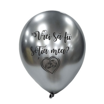 Set 50 baloane 30 cm argintiu inscriptionate  Set 50 baloane 30 cm argintiu inscriptionate