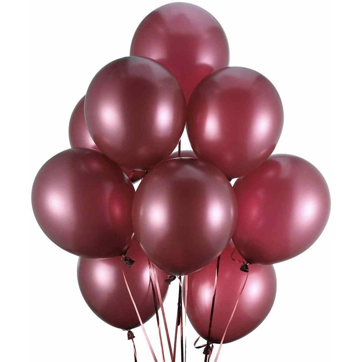 Set 10 de baloane, Domi Party & Gifts, burgundy red/visiniu