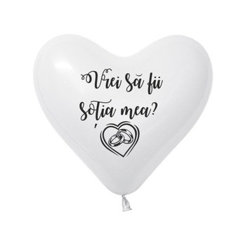 Set 50 baloane inima 30 cm albe inscriptionate  Set 50 baloane inima 30 cm albe inscriptionate