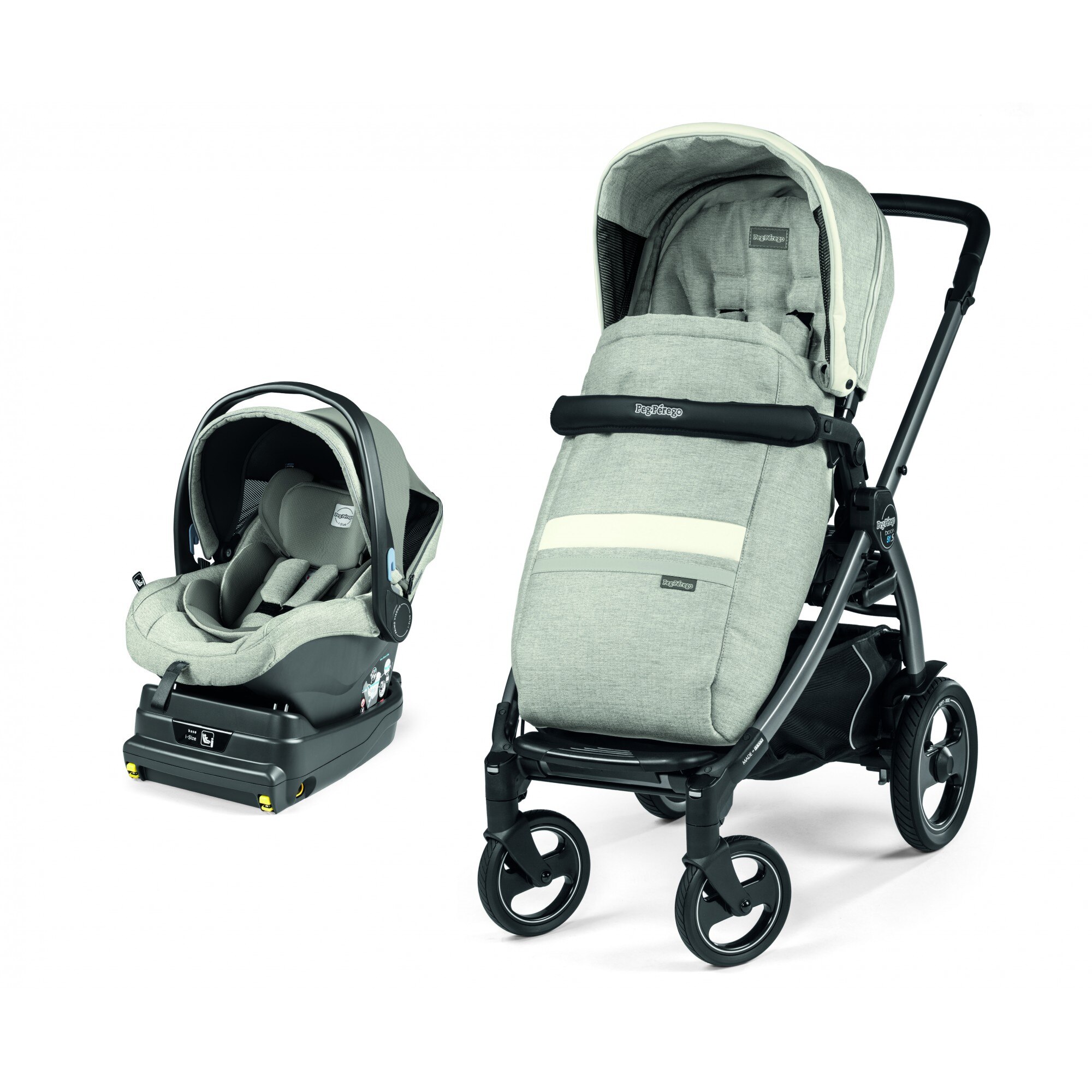 Carucior 2 in 1 Peg Perego Book 51 S Titania i-Size (baza i-size inclusa), Luxe Pure (sasiu + hamac + scaun auto), 0 - 22 kg