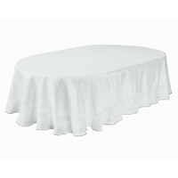 Fata de masa impermeabila cu tesatura Jacquard, Valentini Bianco, Alb, 160x220 cm Oval, Jackline Pano