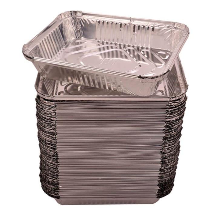 Caserole Aluminiu,100 Bucati/Set, 222x173x45 mm, 1150 ml, Dreptunghiulare, Ambalaje Catering
