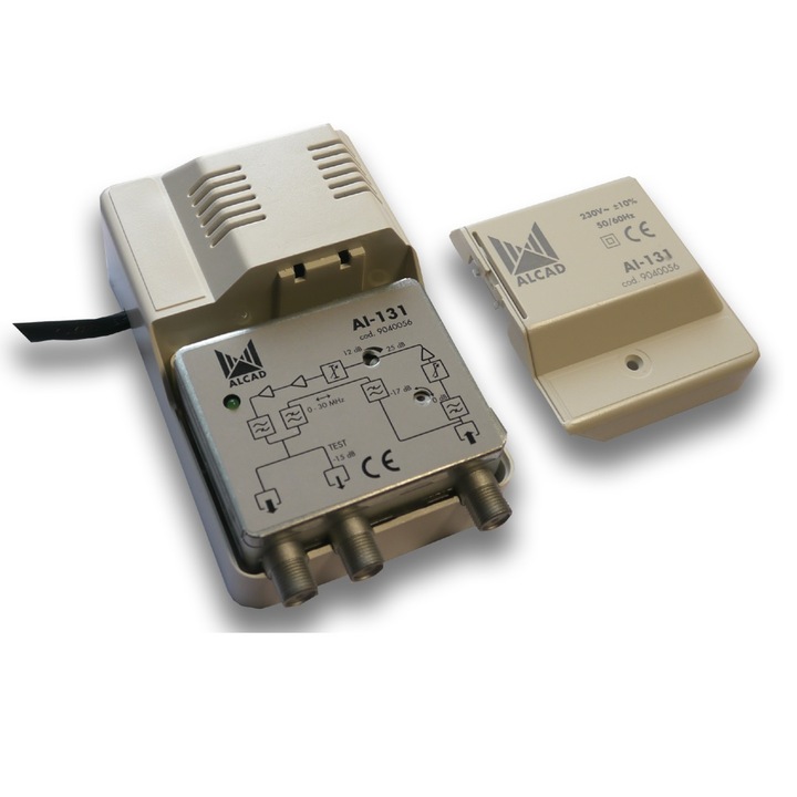 Amplificator profesional CATV putere marita cu 1+1 iesiri pentru interior, castig 25 dB, Alcad AI-131