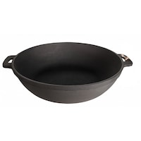 Cratita fonta pentru prajit cu capac sticla 28x6cm