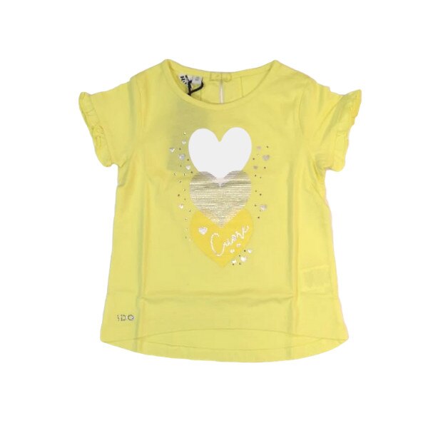 Tricou fete iDO, galben, model imprimeu inimi